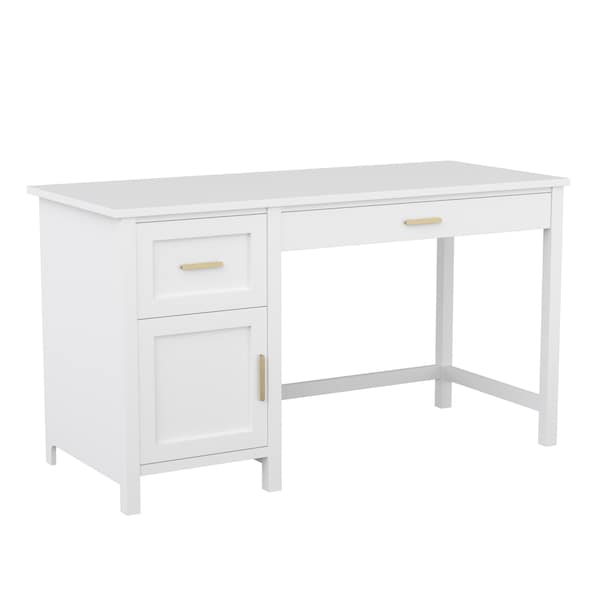 Martha Stewart 22.75 in. D X 54 in. W X Engineered Wood, Steel, White Frame/Polished Brass Hardware ZG-ZP-09-WH-GLD-MS - main