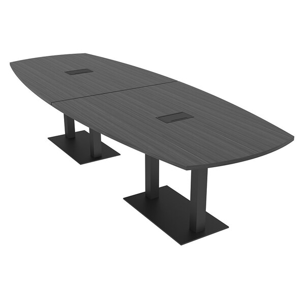 Skutchi Designs Arc Boat Conference Table, 45 in W, 120 in L, Grey HAR-ABOT-48x120-DOU.BK-WA7949-EBLK - main
