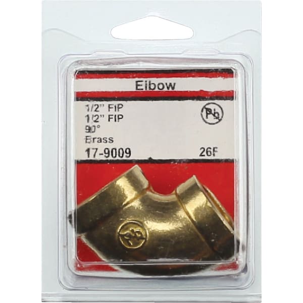 Westlake Pipe & Fittings 1/2'' FPTx1/2'' FPT 90 Deg. Brass Elbow, 1/4 Bend 17-9009 - main