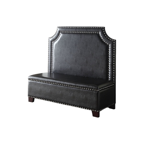 Homeroots 54" Espresso Faux Leather Settee With Chocolate Legs 285684 - main