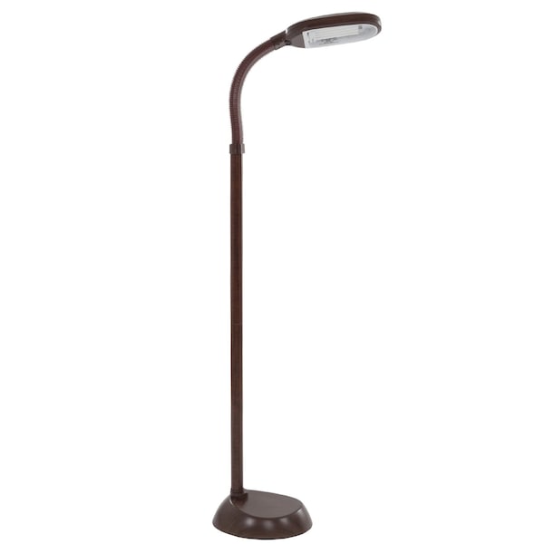 Lavish Home Floor Lamp Full Spectrum Natural Sunlight Lamp with Bendable Neck, Brown Woodgrain 72-1438 - main