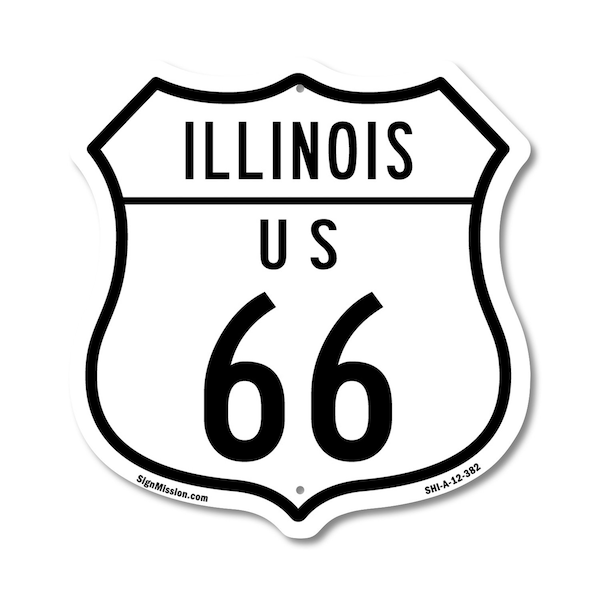 Signmission Illinois Route Marker Shield Sign Us 66, 12 Inch X 12 Inch, Aluminum Metal Sign SHI-A-12-382 - main