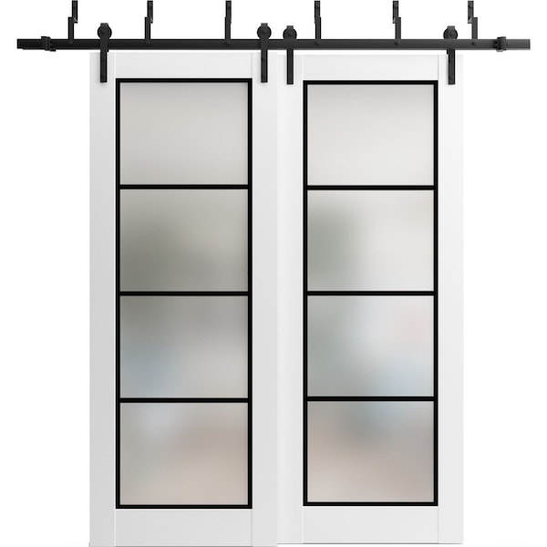 Sartodoors Sliding Closet Frosted Glass Barn Bypass Doors with Hardware Planum 2132 White 72x96 (2* 36x96) PLANUM2132BBB-WS-72 x 96 (2* 36x96) - main
