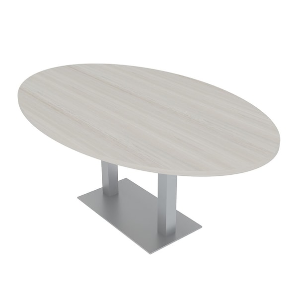 Skutchi Designs Oval Conference Table With Power Unit, 48 in W, 84 in L, Ivory HAR-OVL-48X84-DOU-K458-NA - main