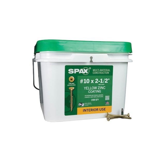 Spax #10 x 2-1/2 in Interior Wood Screws Construction Flat Head T-Star Plus Bulk Pail, 1500PK 3191020500600 - main