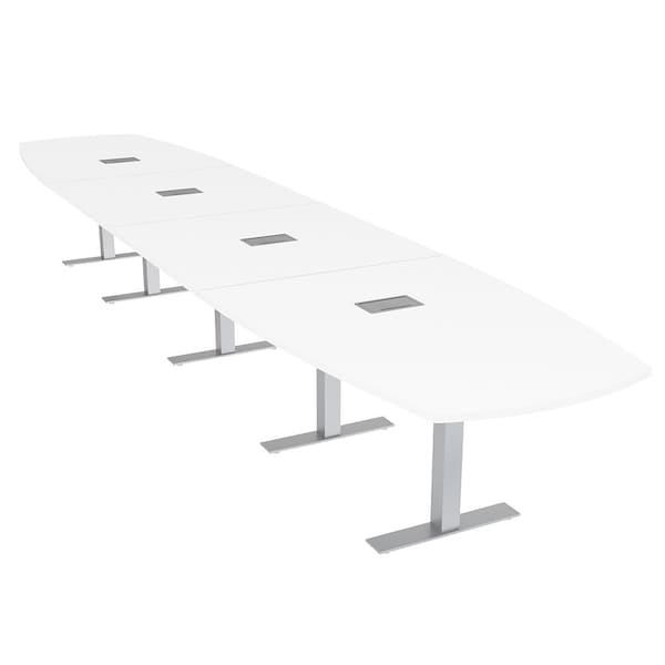 Skutchi Designs Arc Boat Conference Table With Power, 48 in W, 216 in L HAR-ABOT-48X216-T-W960-ESIL - main
