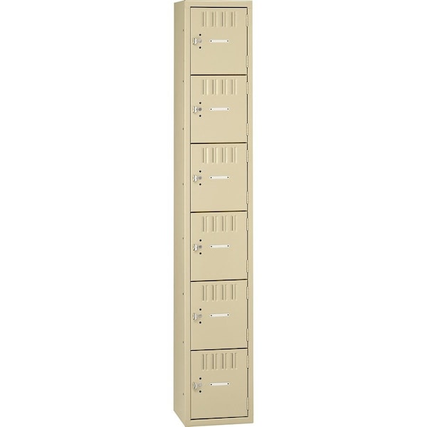 Tennsco Box Locker, 12 in W, 18 in D, 72 in H, (1) Wide, (6) Tier, Sand BS6-121812-ASD - main