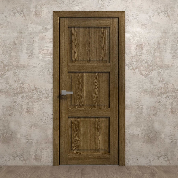 Sartodoors Slab Door Panel 18 x 80 inches, Ego 5010 Marble Oak, Wood Veneer Doors, Pocket Closet Sliding Bar EGO5010S-DMR-18 - main