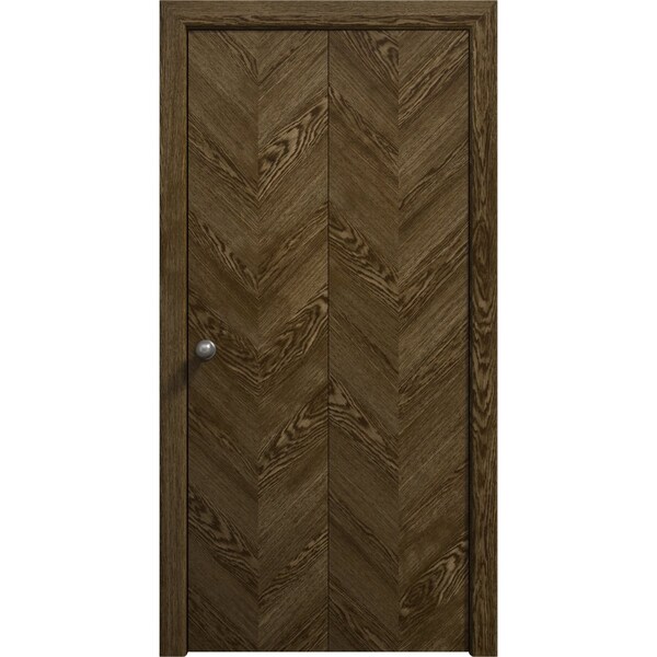 Sartodoors Sliding Closet Bi-fold Doors 36 x 80 inches, Ego 5005 Marble Oak, Sturdy Tracks Moldings Trims Har EGO5005BF-DMR-36x80 (2* 18x80) - main