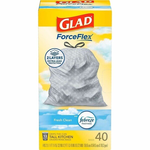 Glad 13 gal Trash Bags, 1.05 mil (27 Micron), White CLO78361 - main