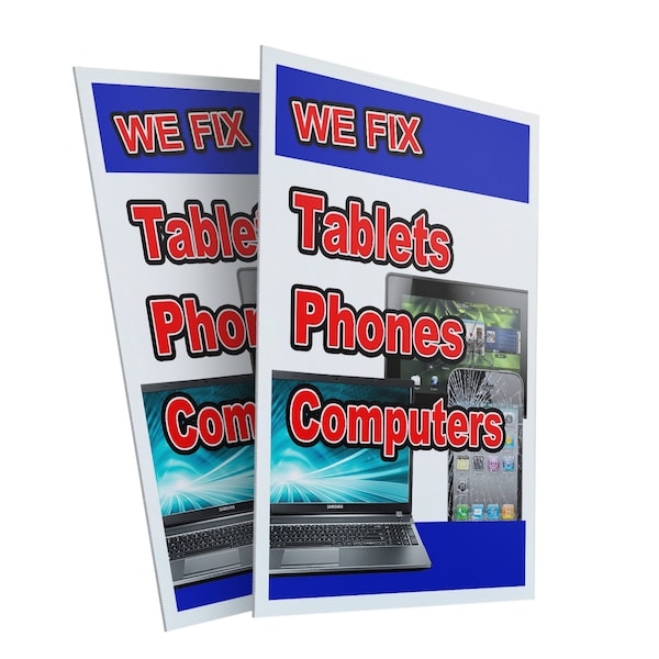 Signmission We Fix Tablets Phones Computers, Plastic Signs Only 24 Inch x 36 Inch, Corrugated Plastic, 2PK CSB-2436-2PACK-WeFixTabletsPhonesCompute - main