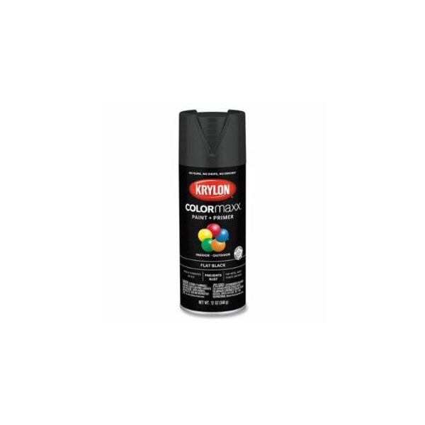 Krylon Industrial COLORmaxx, Paint + Primer Spray Paint, 12 oz, Black, Flat, 6PK 425-K05546007 - main