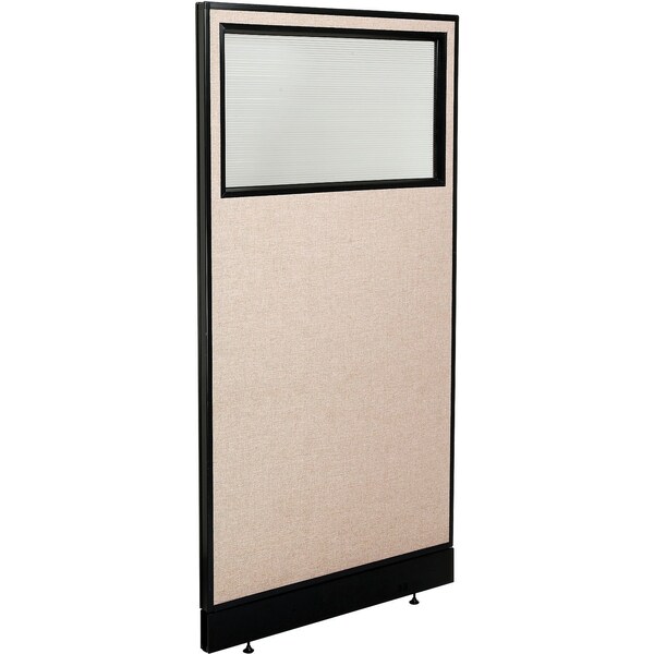 Global Industrial Interion Office Partition Panel with Partial Window and Raceway, 36-1/4"W x 76"H, Tan 694695WNTN - main
