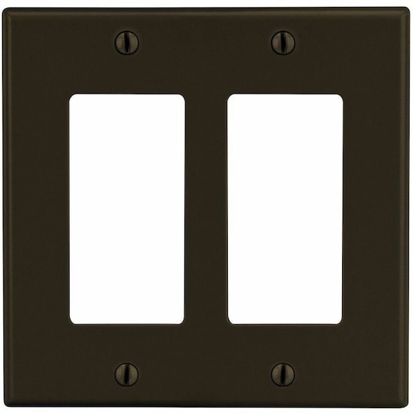 Hubbell Wiring Device-Kellems Rocker Wall Plate, Number of Gangs: 2 Plastic, Satin Finish, Brown PJ262 - main