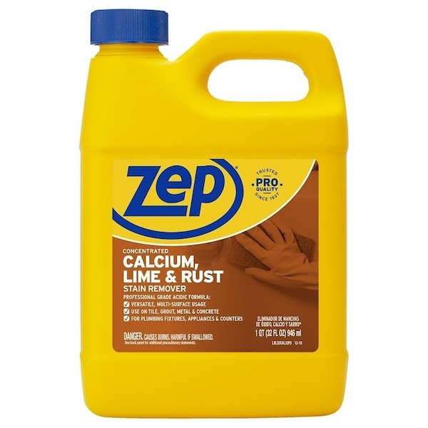 Zep Calcium/Lime/Rust Cleaner, 32 oz, Liquid, Pungent, Light Yellow ZUCAL32 - main
