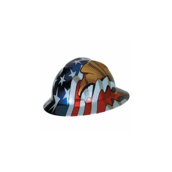 Msa Safety Freedom Series, V-Gard Helmet, Fas-Trac III 4 Point Ratchet, Hat, American Flag w/2 Eagles 454-10071159 - main