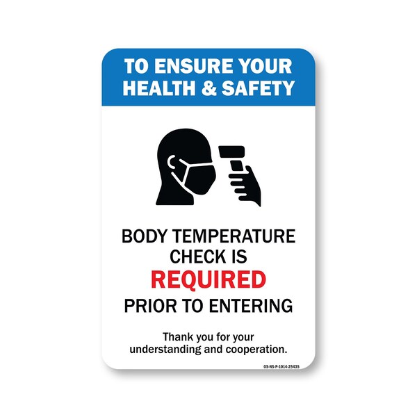 Signmission Public Safety, Body Temperature Check Is Required, 14in X 10in Rigid Plastic, OS-NS-P-1014-25435 OS-NS-P-1014-25435 - main