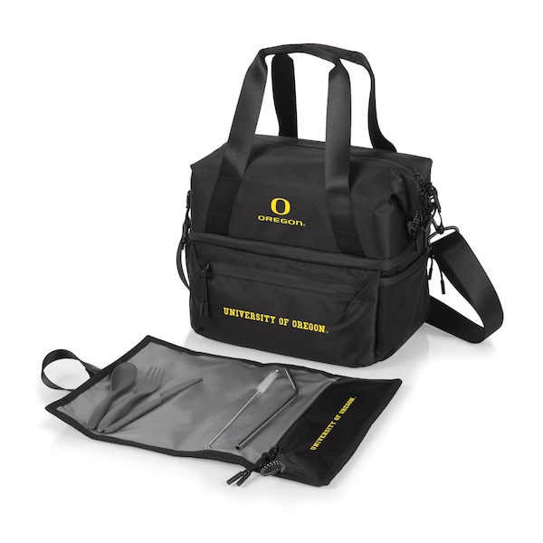 Picnic Time Family Of Brands NCAA Oregon Ducks Tarana Lunch Bag Cooler with Utensils made from Recycled Material 515-01-179-474-0 - main