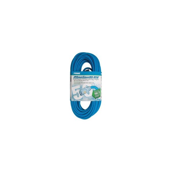 Cable Wholesale SJTW Extension Cord, 16 AWG, Outdoor, 16/3, 1 Outlets, 5-15R, Blue, Vinyl, 5-15P, 50 ft 10W2-70650 - main
