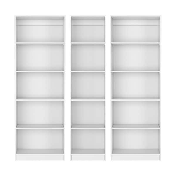 Homeroots Set of Three White Wood Five Tier Modular Bookcase, 3PK 546616 - main