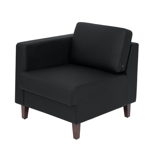 Flash Furniture HERCULES Artemis Black LeatherSoft Left Arm Reception Chair, 2 AC Outlets/1 USB/1 USB-C Ports ZB-8921C-LA-BLK-GG - main