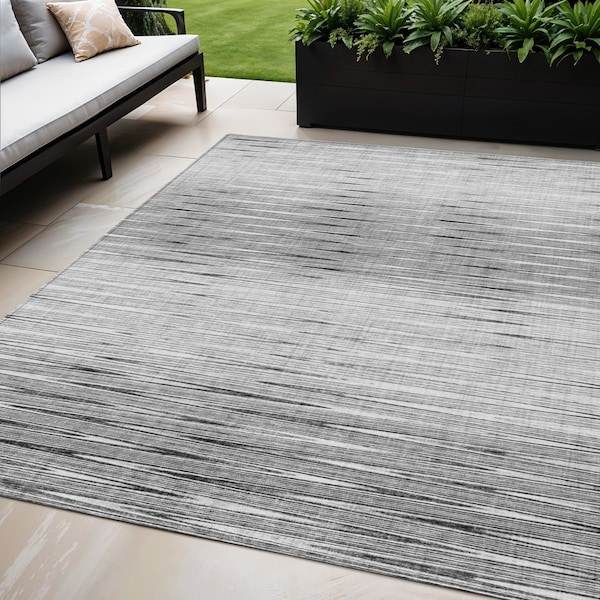 Homeroots 5' X 8' Gray And Charcoal Abstract Washable Indoor Outdoor Area Rug 587411 - main