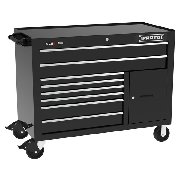 Proto 550 Series Rolling Tool Cabinet, 8 Drawer, Dual Black, Steel, 50 in W x 25-1/4 in D x 41 in H J555041B-8DB-1S - main