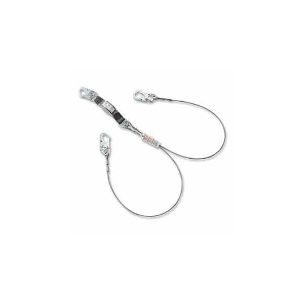 Msa Safety V-SERIES, Standard Shock Absorbing Lanyard, 6 ft, Twin, Small/Small Snaphooks, Cable, Fixed, 310 lb 454-10201355 - main