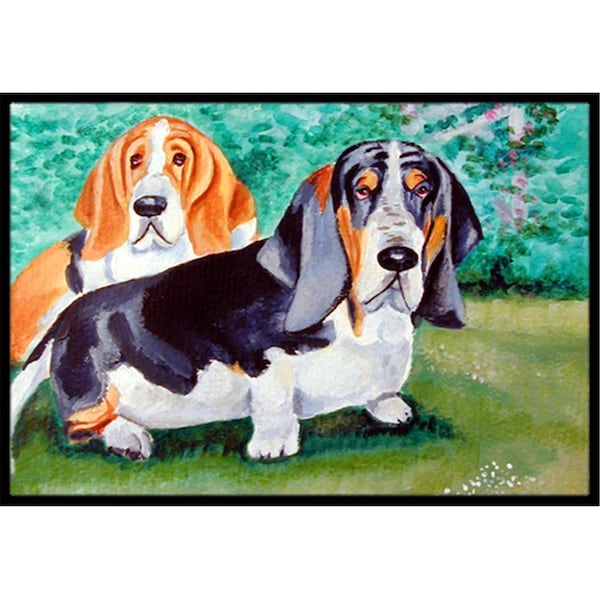 Carolines Treasures 7061JMAT 24 x 36 in. Basset Hound Double Trouble Indoor Or Outdoor Mat 7061JMAT - main