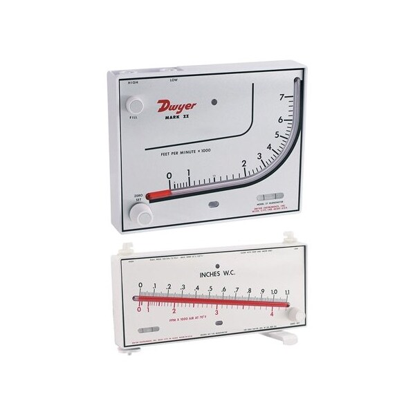 Dwyer Instruments Molded plastic manometer, range .1-0-1.0" w.c., red fluid, .826 sp. gr. MARK II 40-1 - main