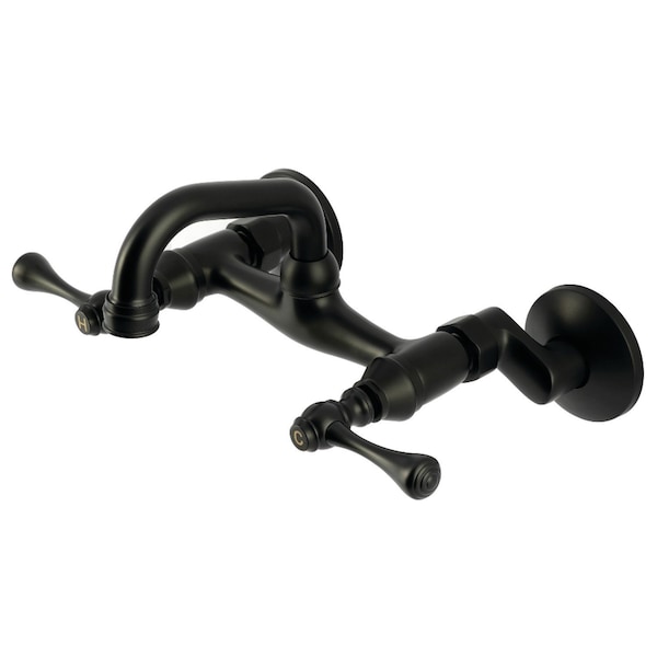 Kingston Brass Double-Handle Wall Mount Bar Faucet, Matte Black KS312MB - main