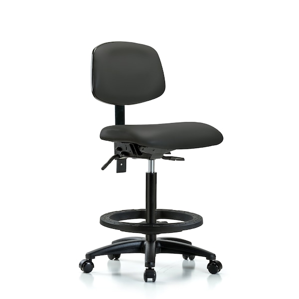 Blue Ridge Ergonomics Chair, Fabric, Med Bench, Chr CF Glides, Nav, No Arms, 26" to 35" Height, Charcoal BR-VHBCH-RG-T1-A0-BF-RC-8605 - main