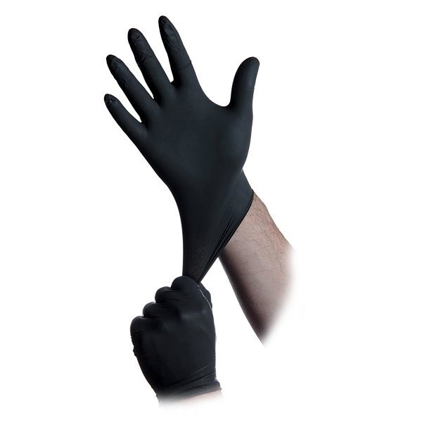 Atlantic Safety Products Black Lightning, Disposable Nitrile Gloves, 4.7 mil Palm, Powder-Free, M, Black, 100/Box LGBL-M - main