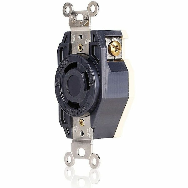 Leviton Flanged Locking Receptacle, L13-30R, 30 A, 600V AC, Three Phase, 3 Pole, Flush Mount, Black 2690 - main