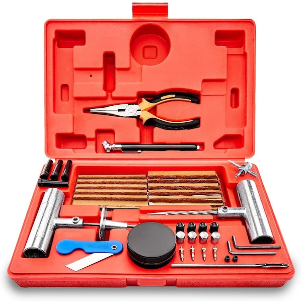 Tooluxe Universal Heavy Duty Tire Repair Kit, 57 Piece Value Pack, Ideal for Cars, Trucks, Motorcycle 50003L - main