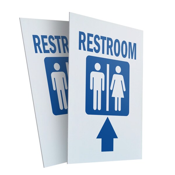 Signmission Restroom With Up Arrow, Plastic Signs Only 24 Inch x 36 Inch, Corrugated Plastic, 2PK CSB-2436-2PACK-Restroom With Up Arrow - main