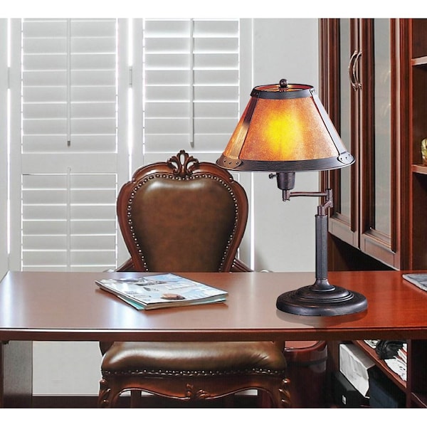 Homeroots 18" Gray Metal Candlestick Table Lamp With Amber Empire Shade 524678 - main