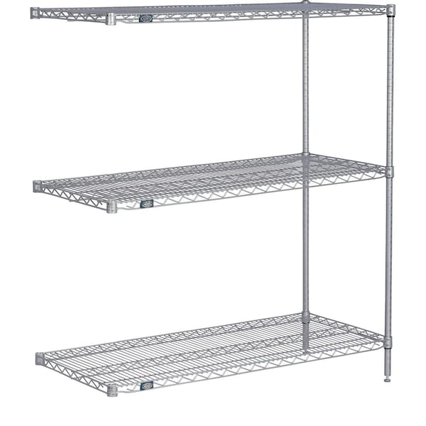 Global Industrial Nexel 3 Shelf, Nexelate Silver Epoxy Wire Shelving Unit, Add On, 72"W x 14"D x 54"H B3151895 - main