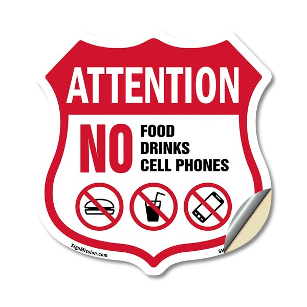 Signmission Property Shield Sign No Food No Drinks N, 12 Inch X 12 Inch, Vinyl Decal SHI-D-12-455 - main