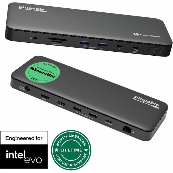 Plugable Thunderbolt 4 Dock 100W Charging, Laptop Docking Station Dual Monitor Single 8K or Dual 4K HDMI TBT4-UD5 - main