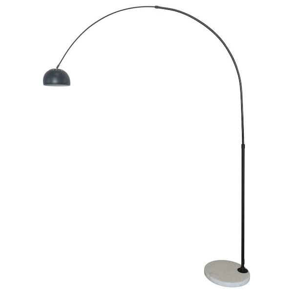 Leisuremod Arco Arched Floor Lamp 75.6in Height with White Round Marble Base and Metal Dome Lamp Shade, Black ALWH-BL-13BL - main
