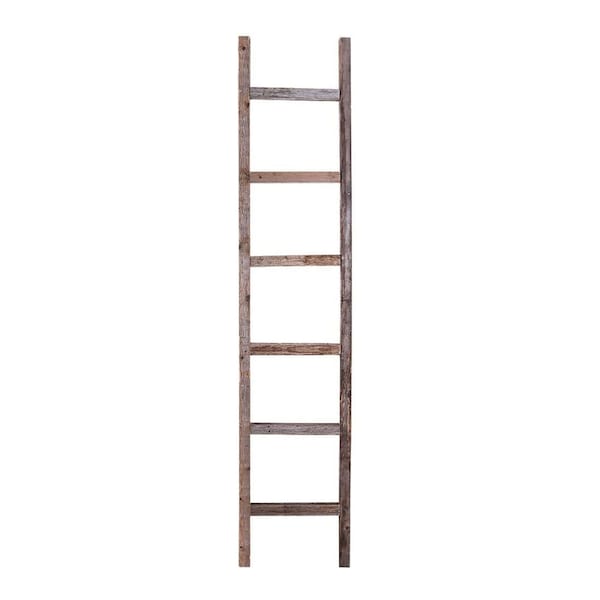 Homeroots 72" Gray Rustic Seven Step Wood Ladder Shelf 380332 - main