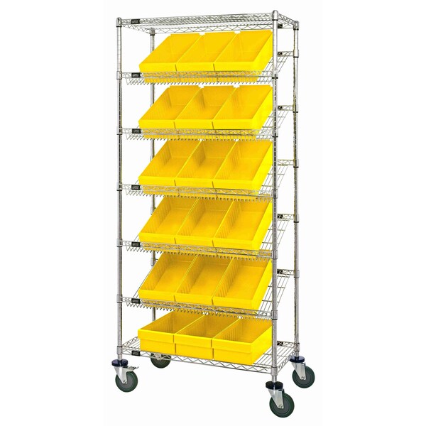 Quantum Storage Systems WIRE SHELVING UNIT W/18 YELLOW BINS MOBILE MWRS-7-606YL - main
