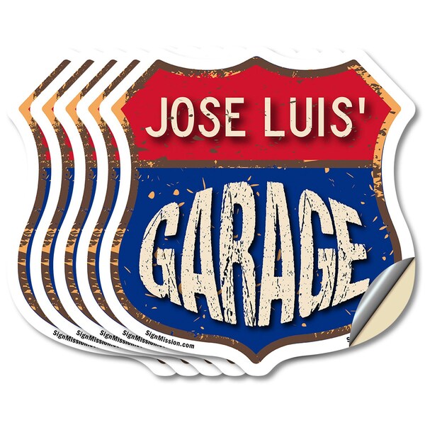 Signmission Jose Luis's Garage, 6 inch X 6 inch, Vinyl Decal, 5PK SHI-D-5PACK-6-383-JOSE LUIS - main