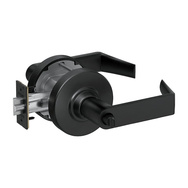 Schlage Grade 1 Entrance Cylindrical Lock, Less Cylinder, Rhodes Lever with Rose, Matte Black Finish PC53L RHO 622 - main
