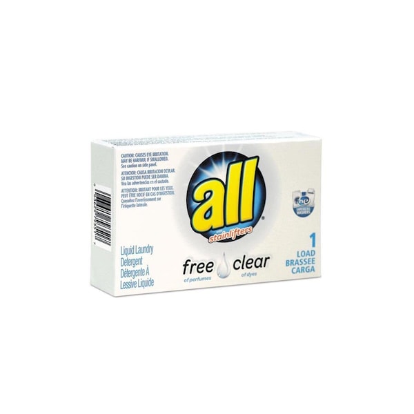 Vend-Rite Mfg 1.6 oz Free Clear He Liquid Laundry Detergent Unscented Vend Box - 100 per Case VE471426 - main