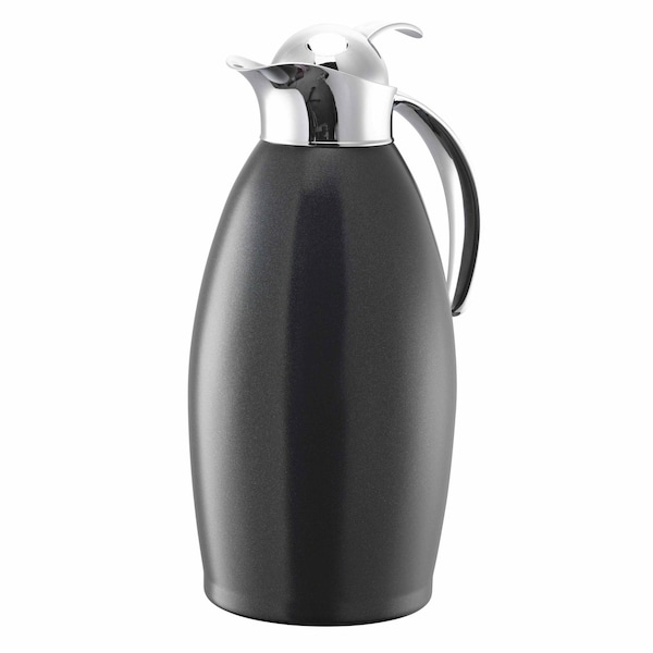 Service Ideas Nicollet Series 1.5-Liter Stainless Vacuum Insulated Carafe with Push Button Lid in Radiant Black NIC15BSPBBL - main