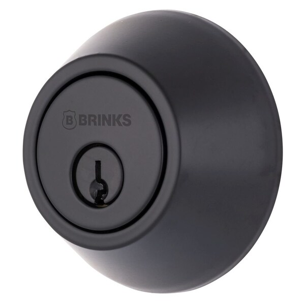 Brinks Raleigh Series Transitional Round Single Cylinder Deadbolt Matte Black Finish E2401-122 - main