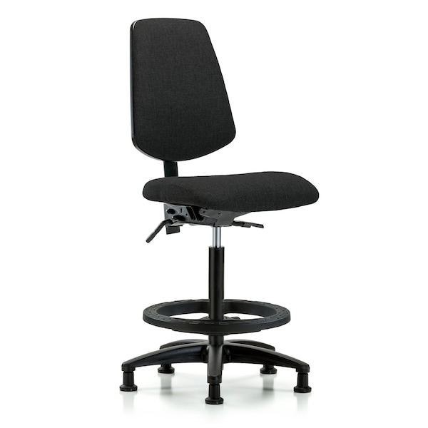 Blue Ridge Ergonomics Fab Hi Bench Chair, Med, Bk, BF, Glides, Blk, No Arms, 26" to 35-1/2" Height, Black BR-FHBCH-MB-RG-T0-A0-BF-RG-F42 - main