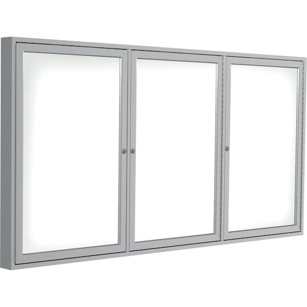 Ghent 3-Door Enclosed Whiteboard 48"x96", Aluminum Frame, Satin PA34896M-M1 - main